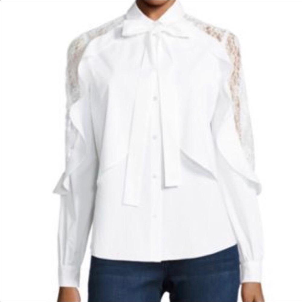 Belle* Sky Lace Yoke Button Up Top Size (M)